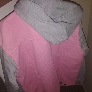 Pink and grey denim jacket